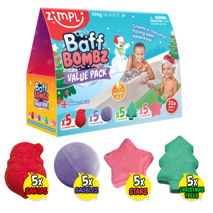 ZIMPLI CHRISTMAS BAFF BOMBZ - 20 BATH VALUE PACK - 4 COUNT CASE (RRP £14.99)