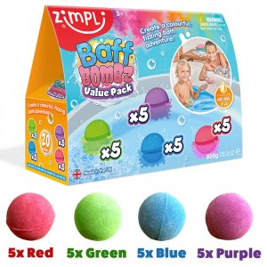 ZIMPLI BAFF BOMBZ ROUND - 20 BATH VALUE PACK - 4 COUNT CASE (RRP £13.99)