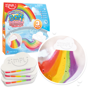 ZIMPLI CLOUD RAINBOW SPECIAL EFFECT BAFF BOMBZ - 3 BATH PACK - 9 COUNT CASE (RRP £9.99)