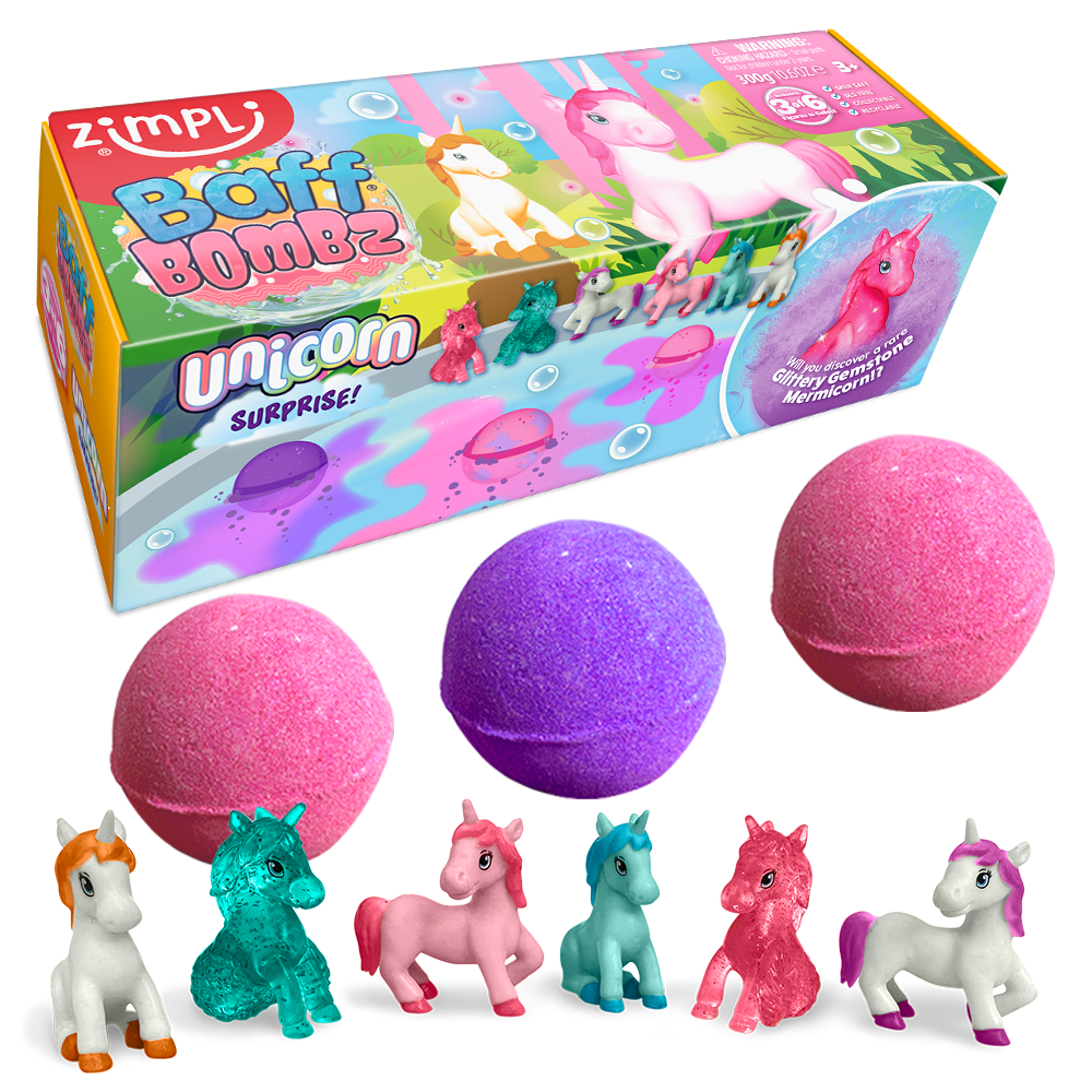 ZIMPLI BATH BOMB SURPRISE – 3 PACK – UNICORN – 15 COUNT CASE (RRP £9.99)