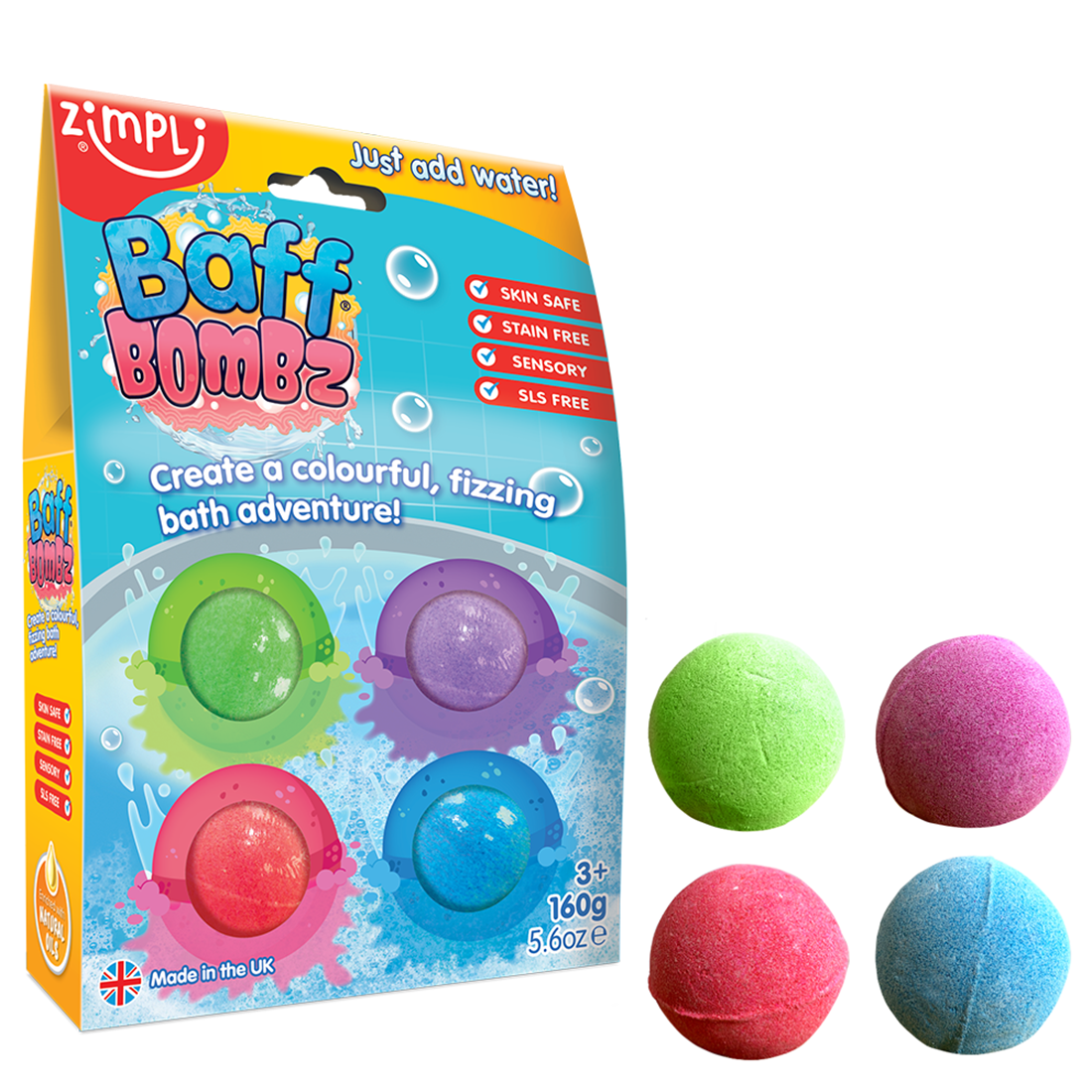 ZIMPLI BAFF BOMBZ ROUND - 4 BATH PACK - 8 COUNT CDU (RRP £4.99) - Image 5