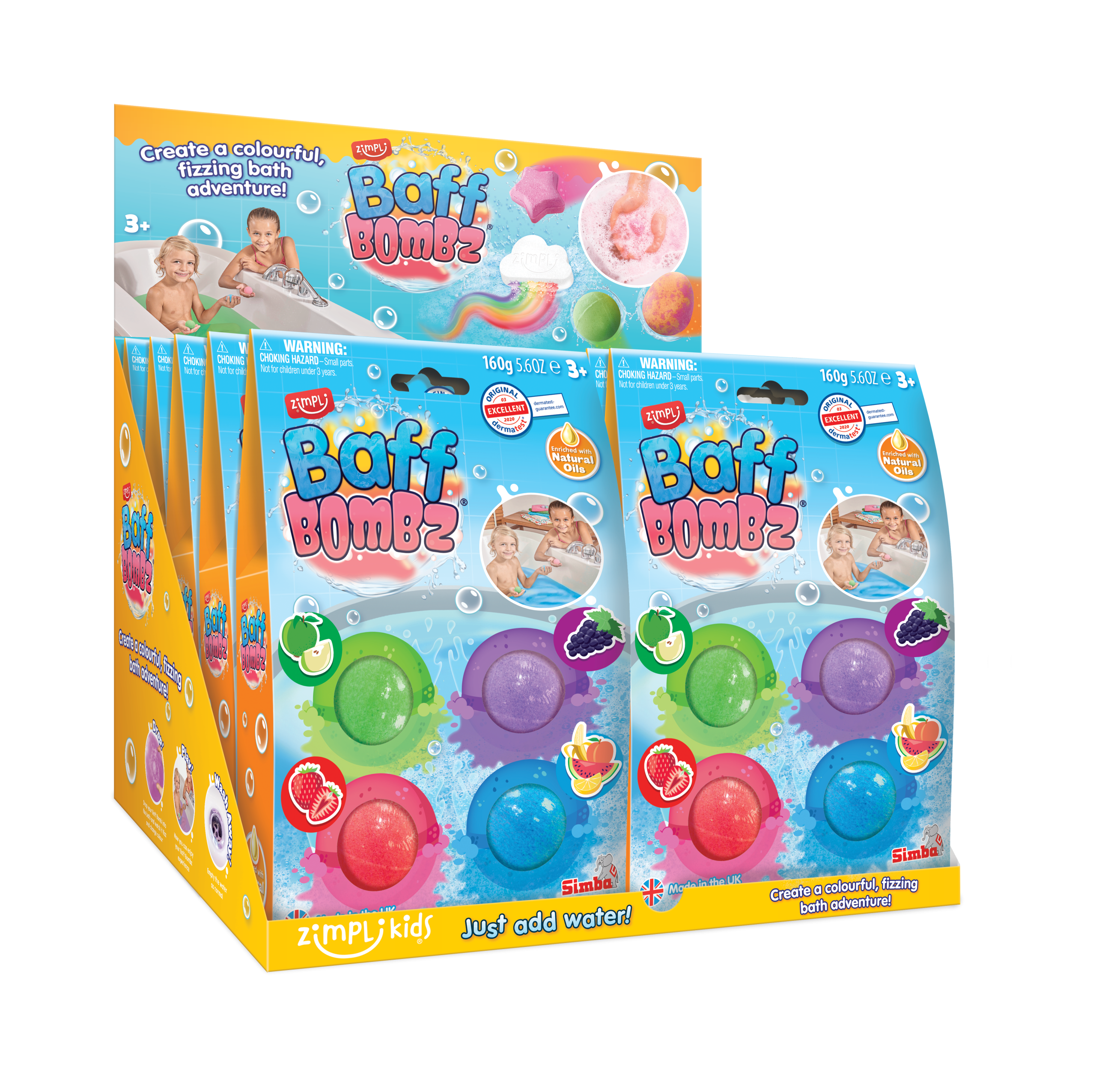 ZIMPLI BAFF BOMBZ ROUND - 4 BATH PACK - 8 COUNT CDU (RRP £4.99)