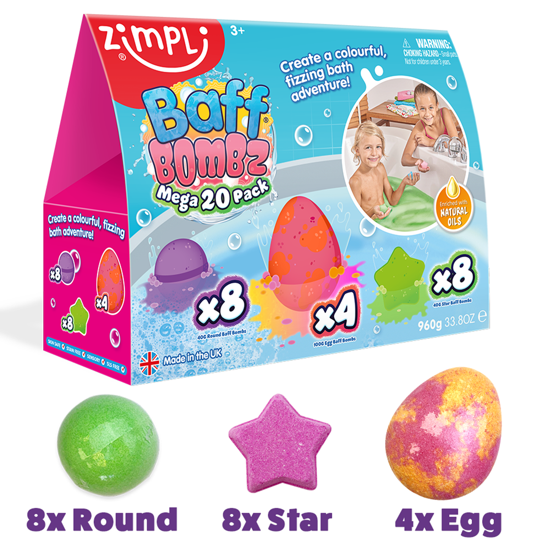 ZIMPLI MEGA BAFF BOMBZ PACK - 4 COUNT CASE (RRP £14.99)