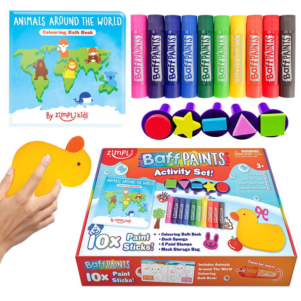 ZIMPLI BAFF PAINTS - ACTIVITY SET AND COLOURING BOOK -12 COUNT CASE (RRP £14.99)