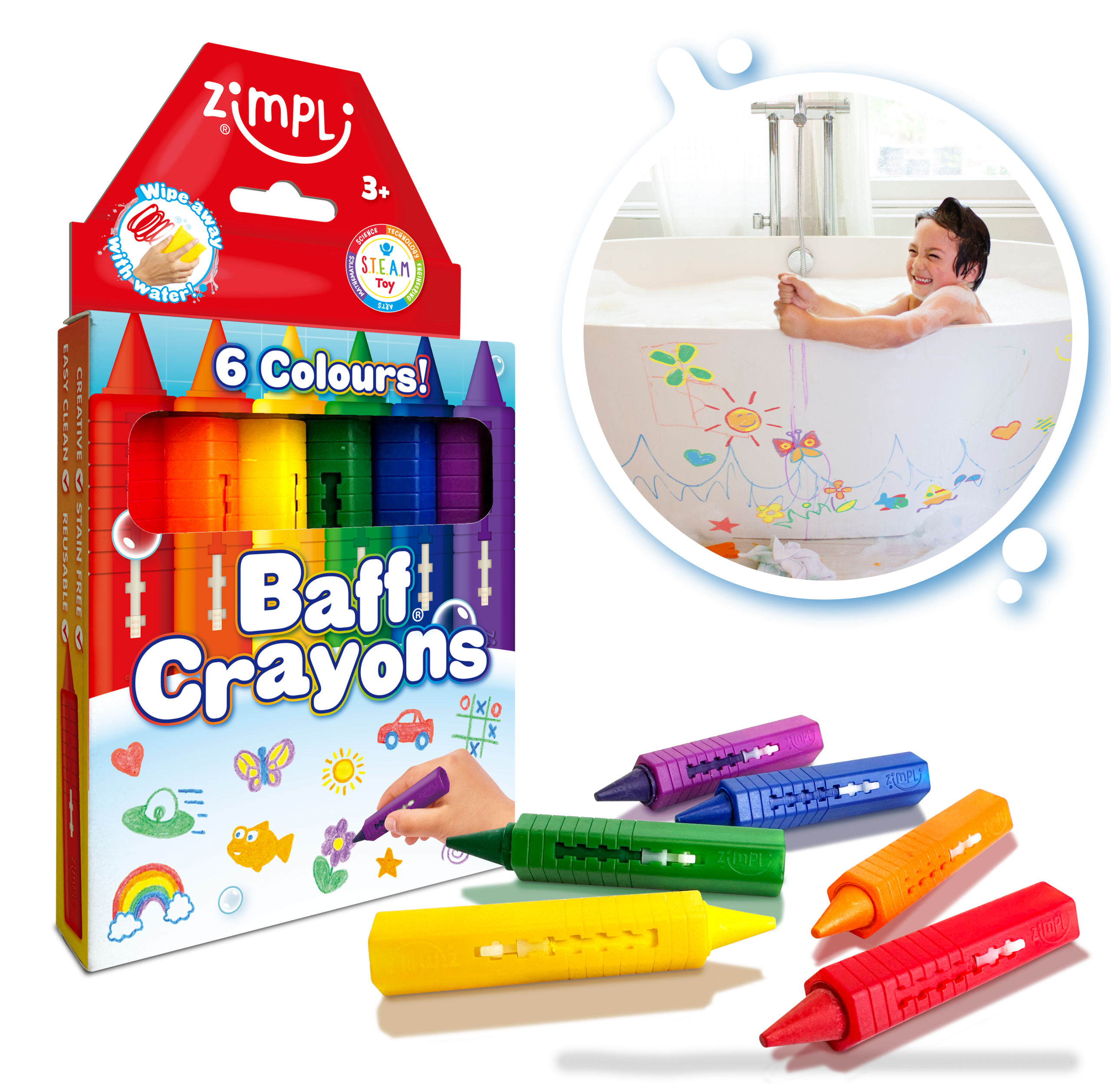 ZIMPLI BAFF CRAYONS - 6 PACK - 16 COUNT INNER (RRP £4.99) - Image 2
