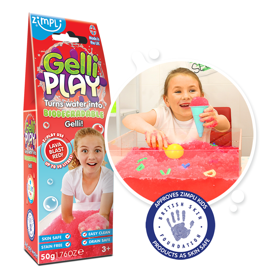 ZIMPLI GELLI PLAY 50G - MIXED COLOURS - RED & GREEN - 16 COUNT CDU (RRP £2.99) - Image 2