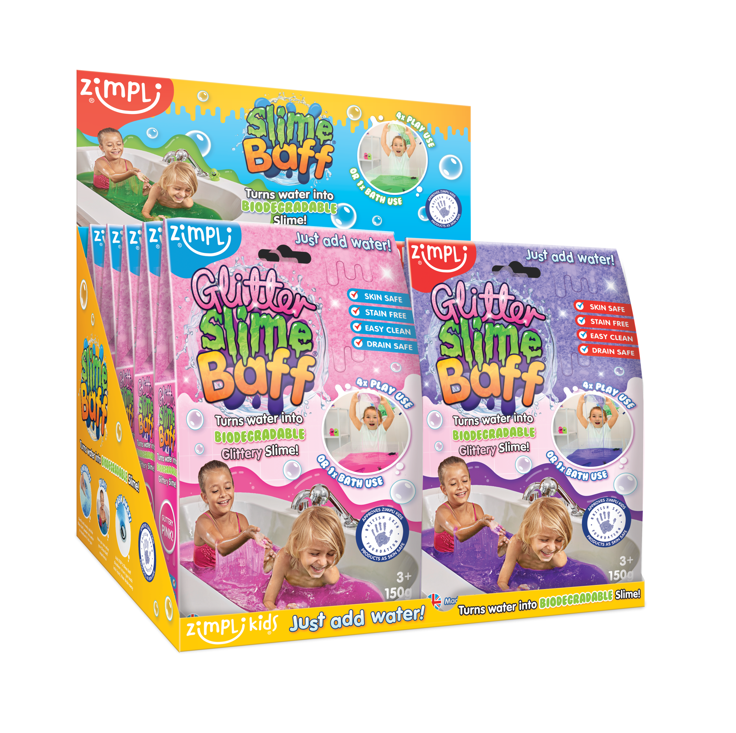 ZIMPLI GLITTER SLIME BAFF - MIXED COLOURS - PINK & PURPLE - 10 COUNT CDU (RRP £4.99)