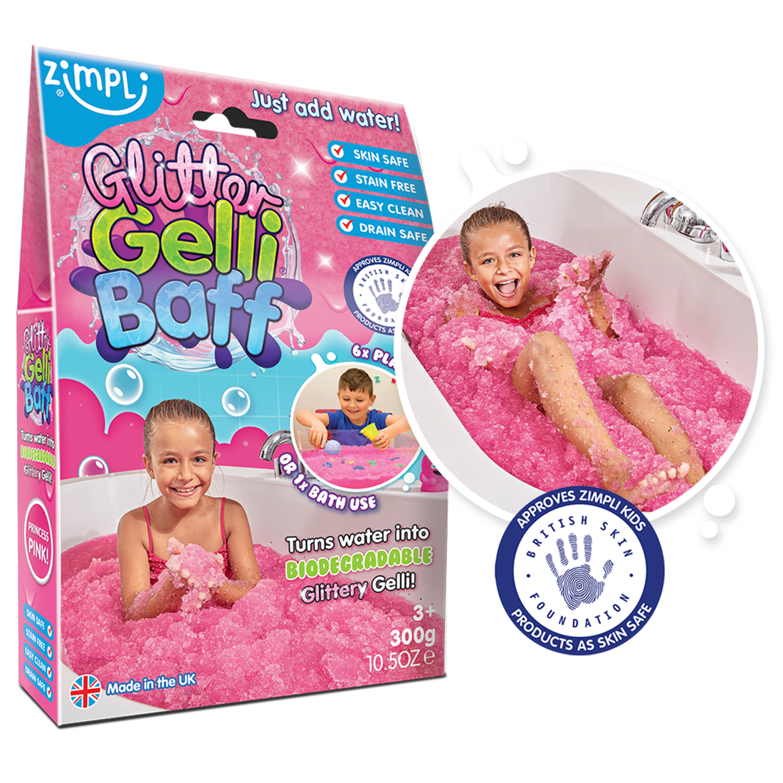 ZIMPLI GLITTER GELLI BAFF - PINK - 10 COUNT CDU (RRP £4.99) - Image 2