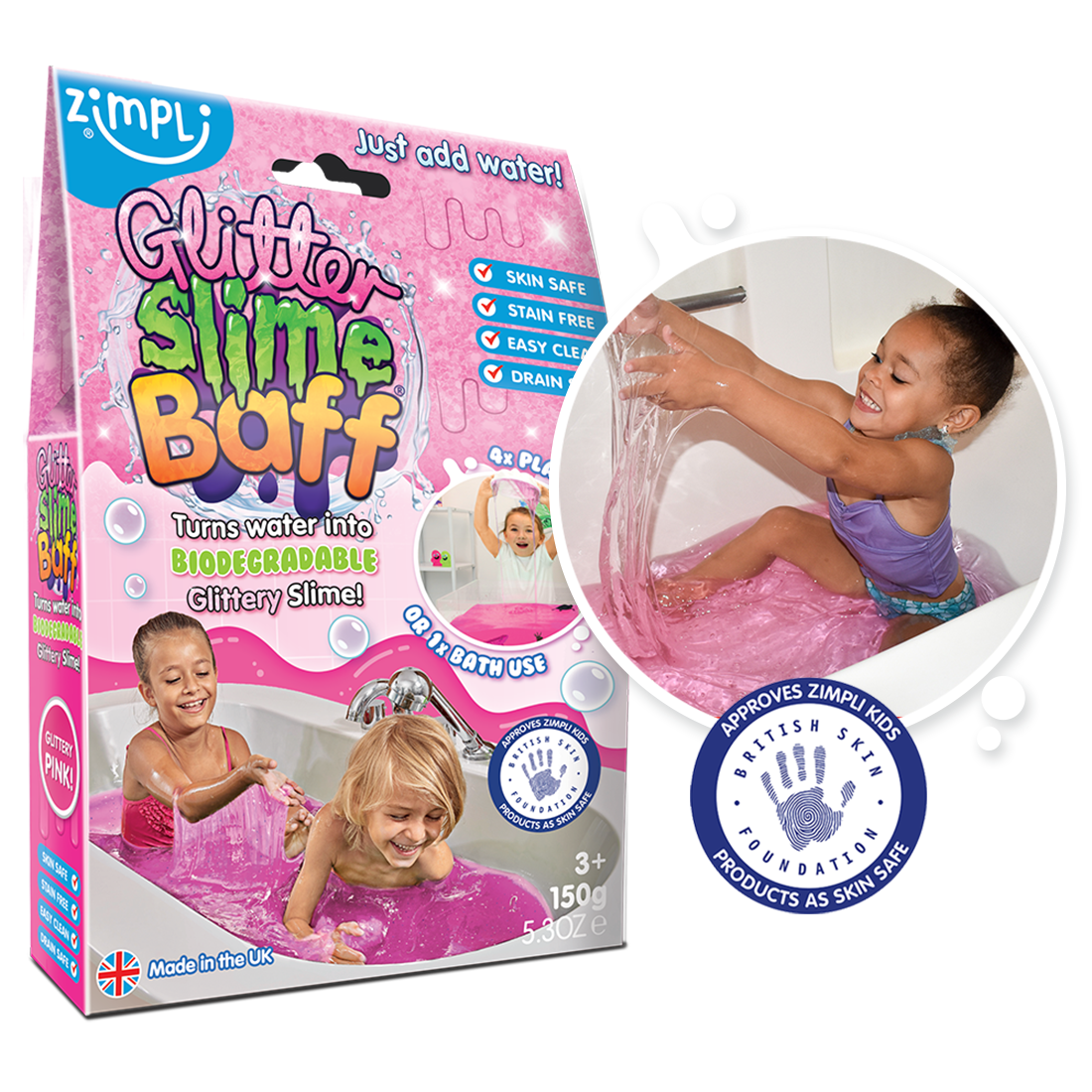ZIMPLI GLITTER SLIME BAFF - MIXED COLOURS - PINK & PURPLE - 10 COUNT CDU (RRP £4.99) - Image 3