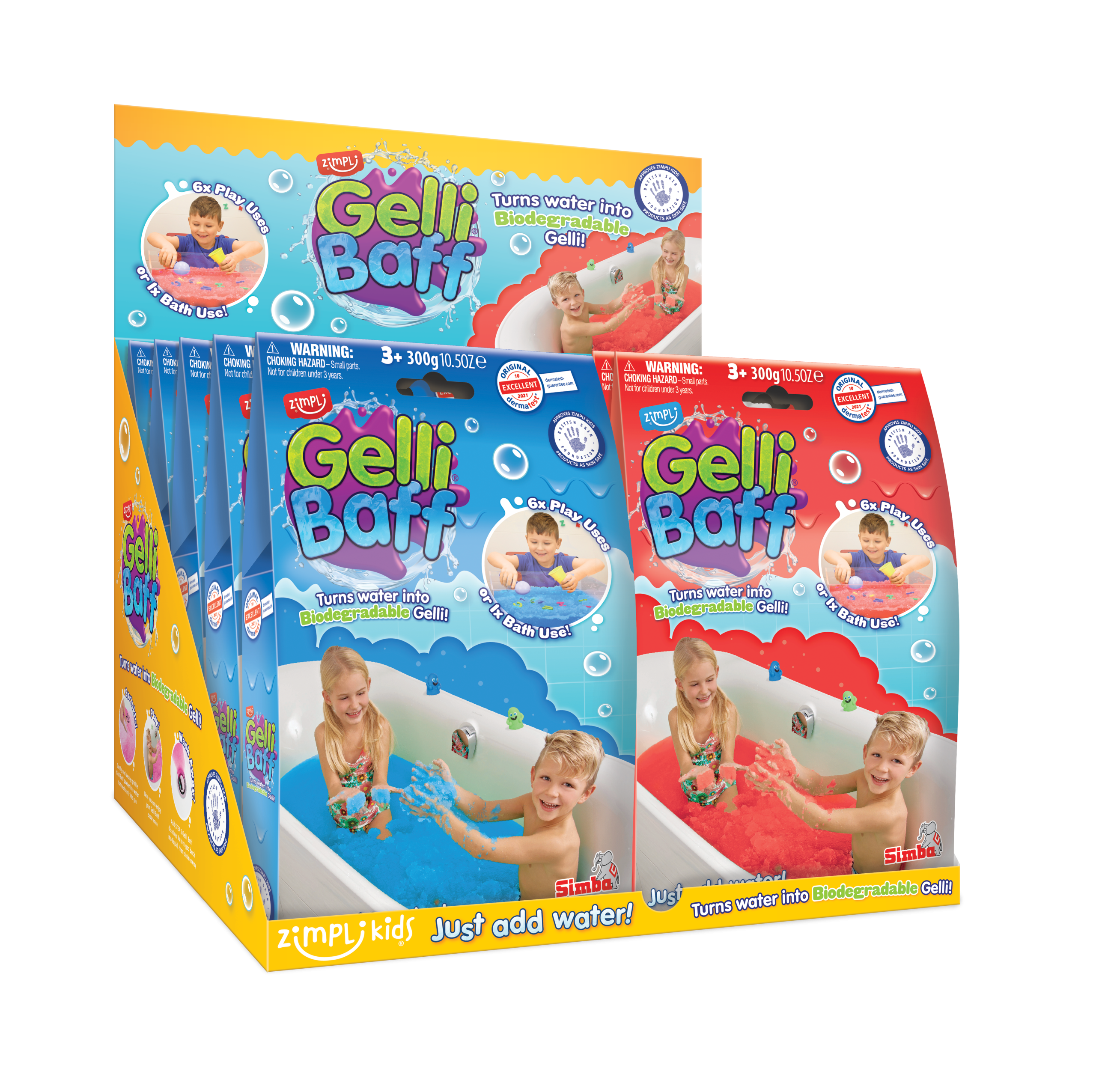 ZIMPLI GELLI BAFF MIXED COLOURS - RED & BLUE - 12 COUNT CDU (RRP £4.99)