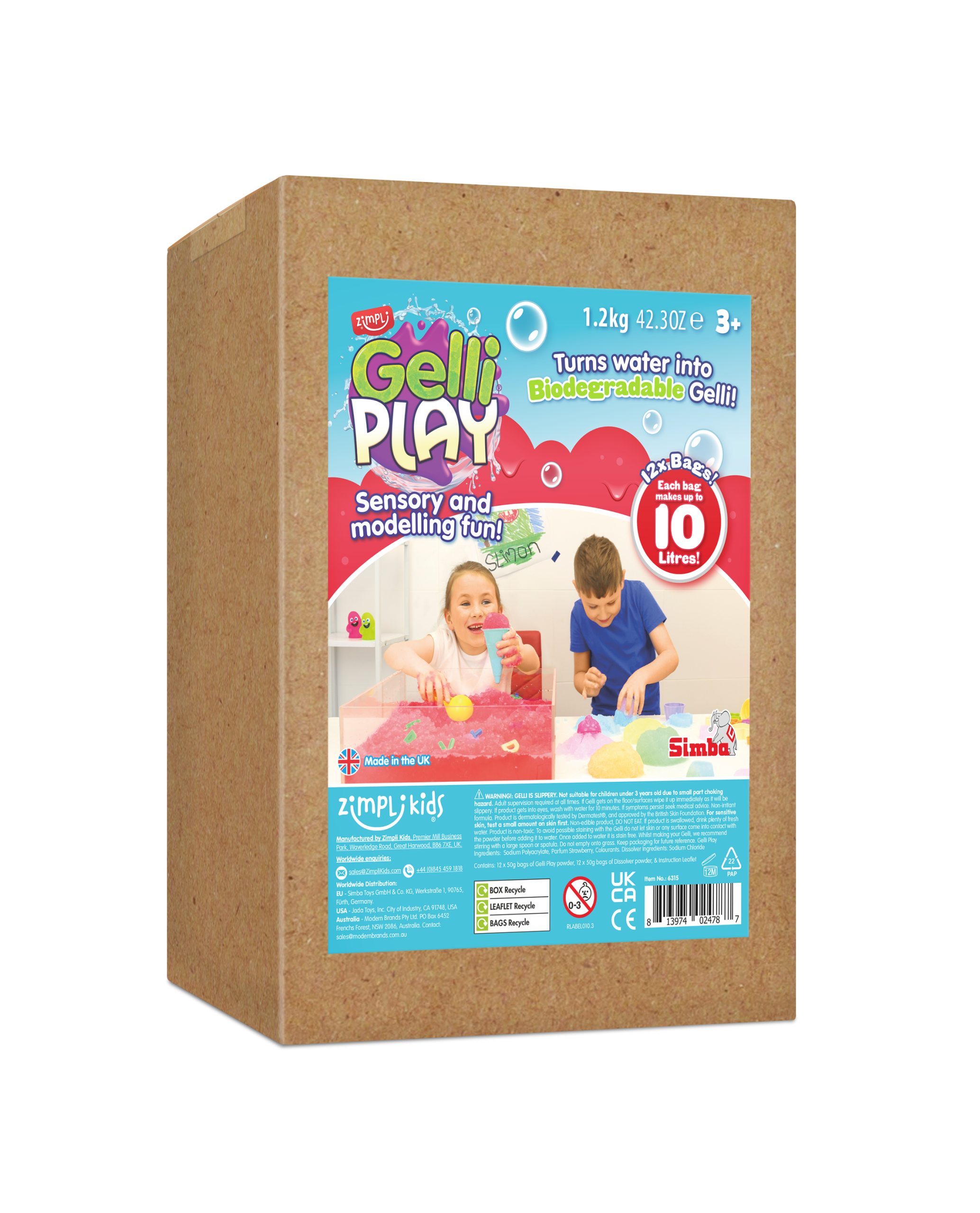 ZIMPLI GELLI PLAY - SENSORY & MODELLING FUN - RED - 1.2KG - 6 COUNT OUTER (RRP £19.99)