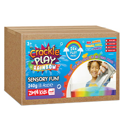 CRACKLE PLAY RAINBOW - SENSORY FUN - MIXED COLOURS (RED, YELLOW, BLUE, GREEN, ORANGE, PURPLE)- 240G 12 COUNT CASE (RRP £14.99)
