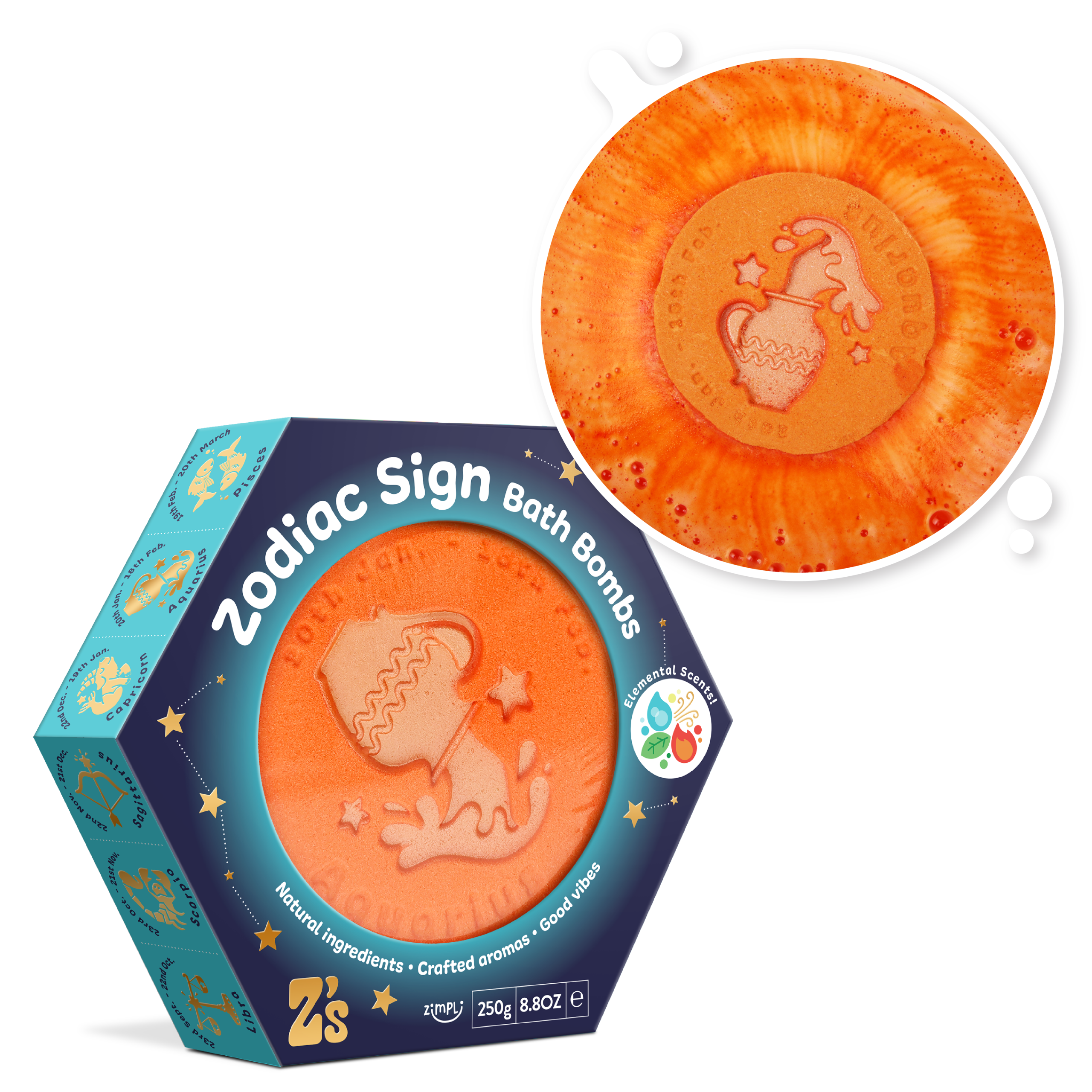 Z's ZODIAC SIGNS BATH BOMBS 250g 12 COUNT INNER (RRP £7.99) - Image 2