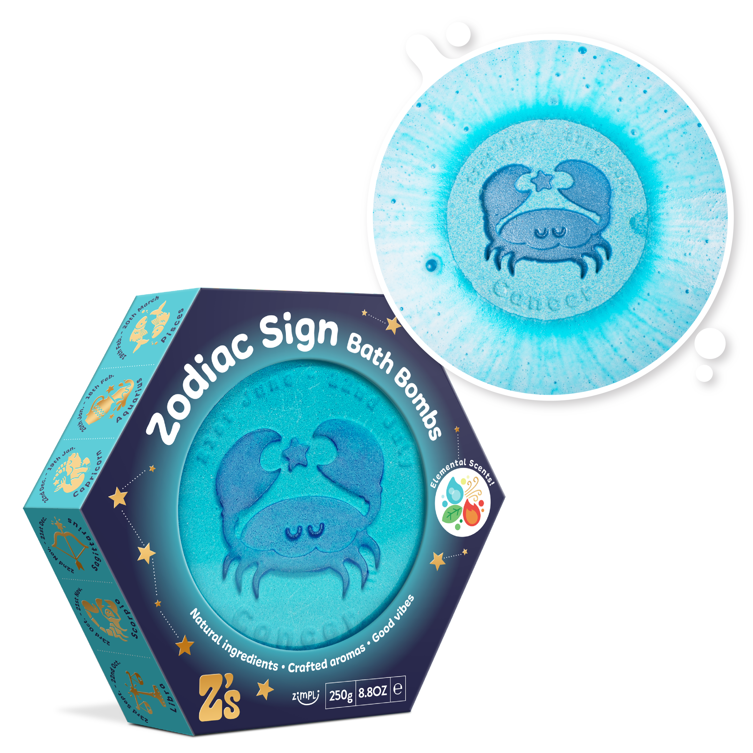 Z's ZODIAC SIGNS BATH BOMBS 250g 12 COUNT INNER (RRP £7.99) - Image 3